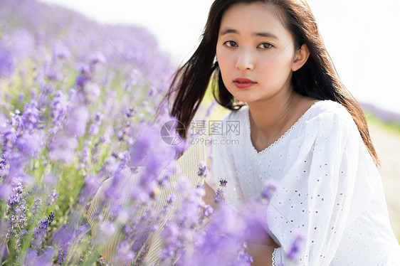 户外旅行花田里的女人图片