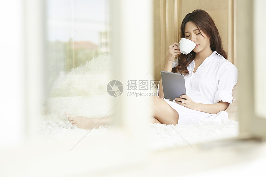 下午茶时间美人可爱女人放松图片