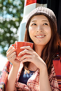 女生人类晴朗妇女的旅行营图片