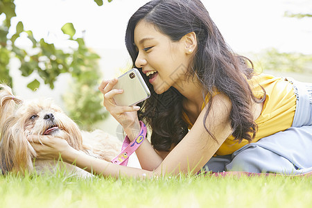 胸像室外天女人宠物的生活方图片