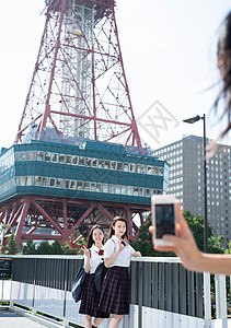 自然采光照片景点女学生札幌学校旅行电视塔图片