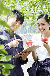 收获男女青年男人和女人耕种房子耕种图片