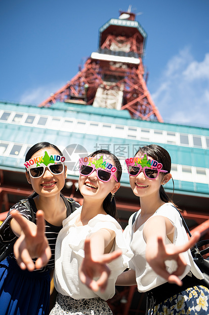 游览亚洲日本人妇女札幌旅行电视塔图片
