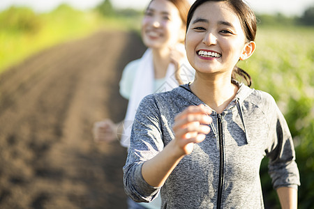 慢跑女孩双人女子运动装跑步图片