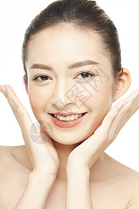 护肤女性捧脸微笑图片素材