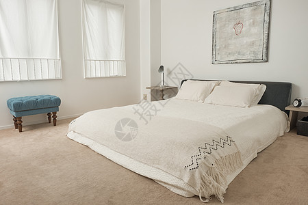 干净无人的时髦时尚的卧室图片