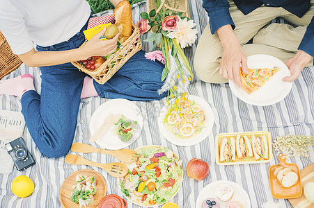 休闲高兴披萨野餐食物图像图片