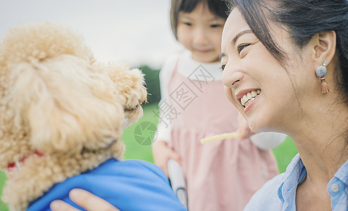伙伴父母和小孩宠物狗和osanpo图像图片