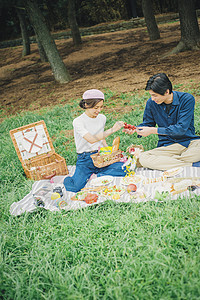 家庭自制午饭文稿空间野餐夫妇图片