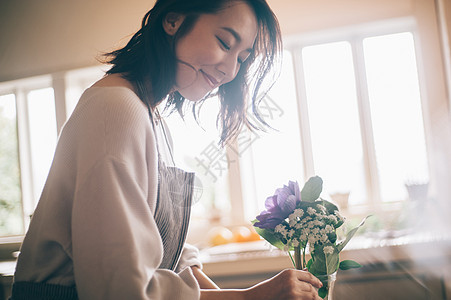 清新女士们清爽女生活方式花图片