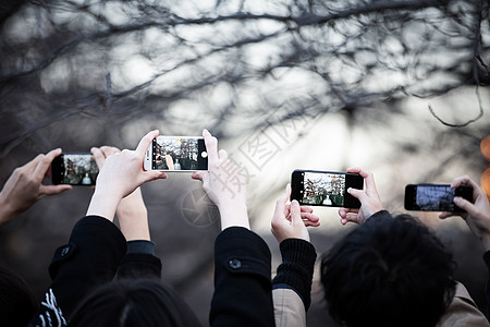 人们举着手机拍照图片素材