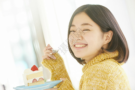 享受下午茶的日系女孩图片