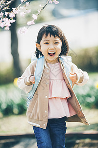 上学单人年轻的女孩樱花春天图片