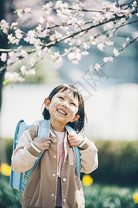 生活资料学生小学一年级学生樱花春天图片