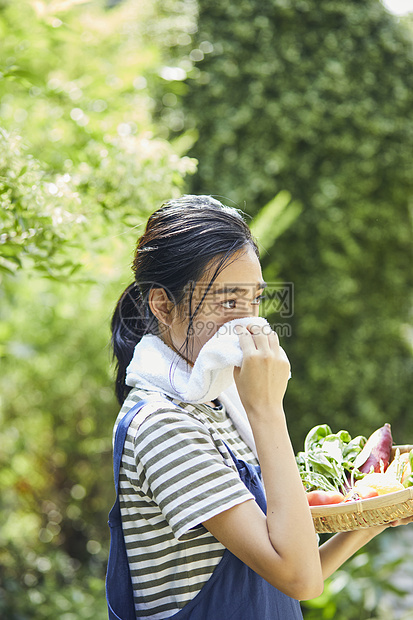 亚洲孤独的精美妇女生活方式农业图片