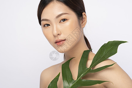 夏日植物美妆护肤女性图片