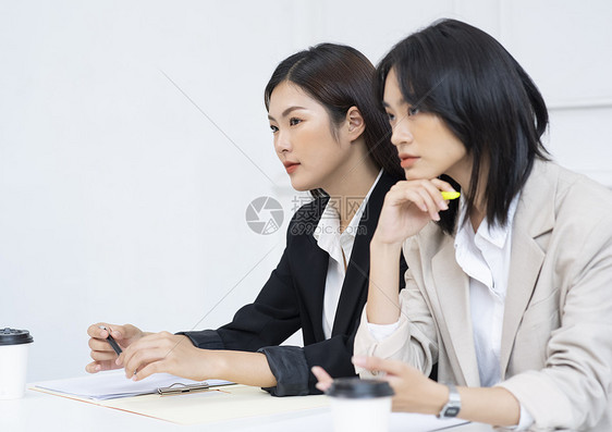 开会的两个商务女性图片