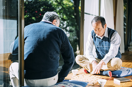 两个老人下棋图片