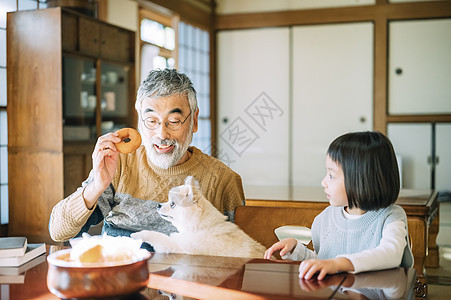 客厅里的玩耍的祖孙图片