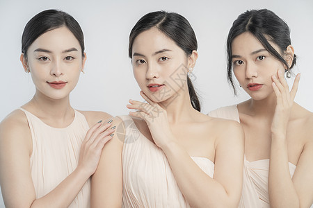 面部表情组合青年聚会皮肤美白美女模特组合背景