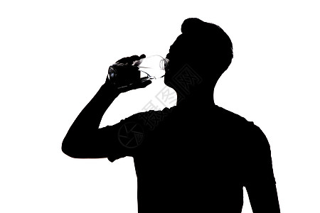 恐龙影子男性喝水影子剪影背景