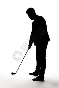 职场男性打高尔夫球剪影图片