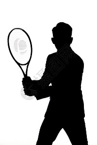 职场男性网球拍剪影图片