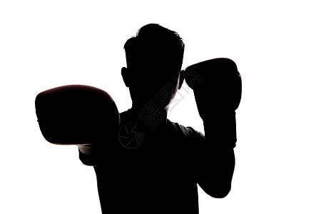 男性拳击手影子剪影背景图片