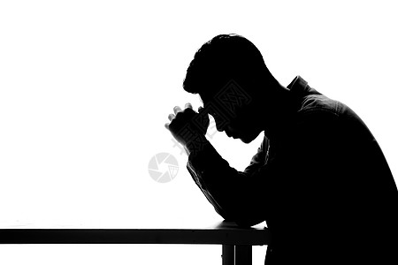 背影失落孤独男性低头失落剪影背景