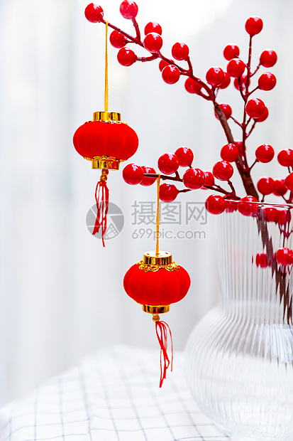 春节红灯笼红果子图片