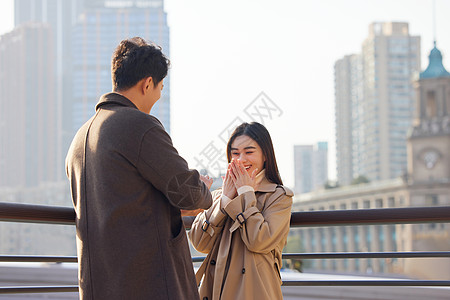 幸福户外男性给女性求婚背景