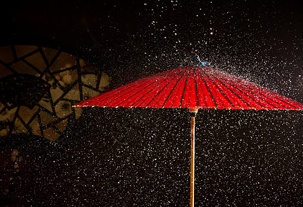 淋了雨的中国传统古风油纸伞图片