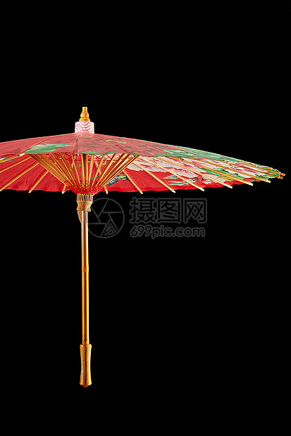 中国传统古风红绿拼接油纸伞图片