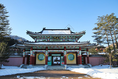 吉林图们日光山华严寺山门背景图片