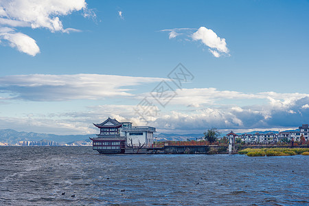 云南大理洱海龙龛码头背景图片