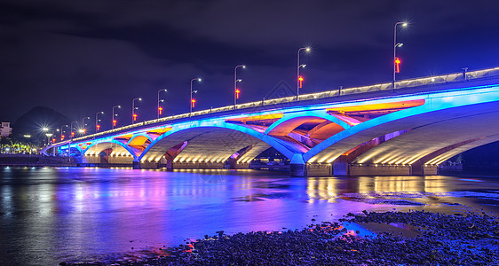 桂林解放桥夜景背景图片