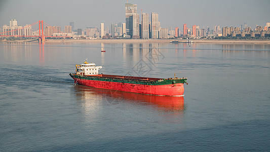 武汉长江江面上的轮船背景图片