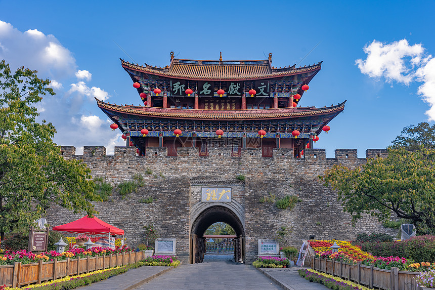 Dali Ancient City scenery with bluestone roads and traditional architecture