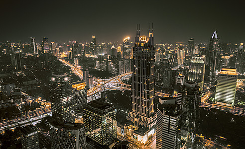 上海新天地震撼夜景航拍全景图背景图片