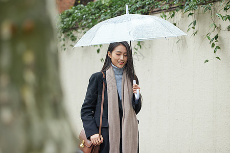 下雨天撑伞的女性背景图片