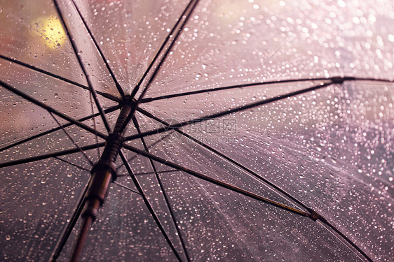 挂着雨水的雨伞特写图片