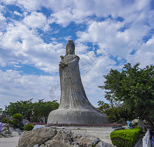 福建湄洲岛福建莆田湄洲岛5A景区妈祖庙雕像背景