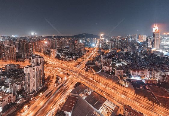 城市道路交通轨道夜景图片