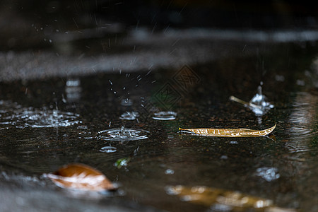 下雨天地面上溅起的雨滴背景图片