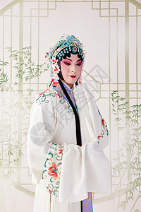 中国风女女昆曲表演者杜丽娘形象背景