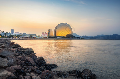 珠海日月贝珠海市地标日月贝大剧院风光背景