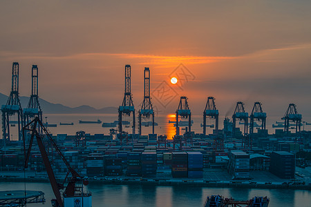 深圳赤湾港的日落高清图片