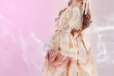 可爱粉色系洛丽塔形象衣服特写图片