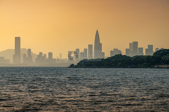 日落黄昏深圳湾图片