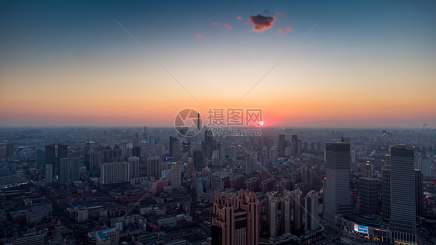 夕阳下的天津城市建筑图片